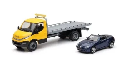 NEWRAY - IVECO Transportador de Coche con MERCEDES SLK 350 Azul - - NUEVO16233A Foto 1 de 2
