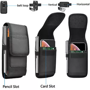 Vertical Cell Phone Belt Clip Holster Pouch Buckle Wallet Card Holder Case Cover - Picture 1 of 12