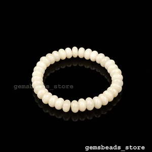 Pulsera elástica de protección de chakras de cuarzo liso de 8-9 mm madreperla A+ 7" - Imagen 1 de 8