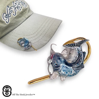 Blue Catfish Hookit®️ By Off The Hook Jeweler©️ - Gancho para sombrero de bagre... alfiler para sombrero Foto 1 de 4