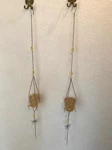 2 Teelichter zum Aufhängen mit Glasschale in Kettenform ca. 1 m lang mehrfarbig - Bild 1 von 5