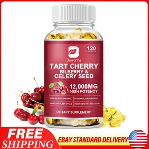 Organic Tart Cherry Extract Capsules, Cleanse Detox, Gout Relief, Urinary Health - Picture 1 of 7