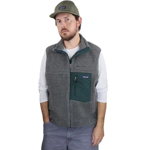 New Vtg Patagonia Retro-X Deep Pile Fleece Vest Men L Gray Green Made In USA 90s - Picture 1 of 12