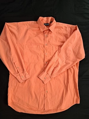 Lands End Orange Men's Button Down Long Sleeve Shirt Tall Large 16-16 1/2 Cotton - Image 1 of 4