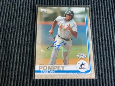 2019 TOPPS PRO DEBUT TRISTAN POMPEY *GOLD BORDER AUTO #3/50*  GCL MARLINS - Image 1 of 2