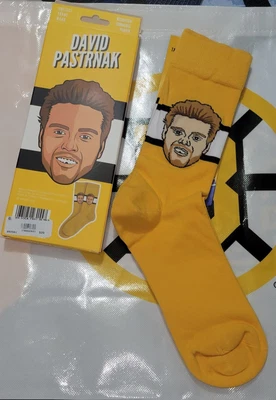 David Pastrnak "Pasta"  Boston Bruins Socks. 1 Pair, Brand New in Box Size 7-12 - Image 1 of 2