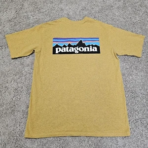Patagonia Shirt gelb P-6 Logo Bio Baumwolle Grafik T-Shirt Tee Herren Small - Bild 1 von 10