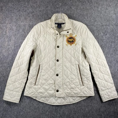 Polo Ralph Lauren Sport Quilted Crest Jacket Womens Medium Esquestrian Off White - Image 1 of 4