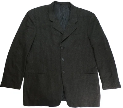 Armani Collezioni Blazer Mens 40 Cashmere Charcoal Gray Herringbone Jacket Italy - Image 1 of 4