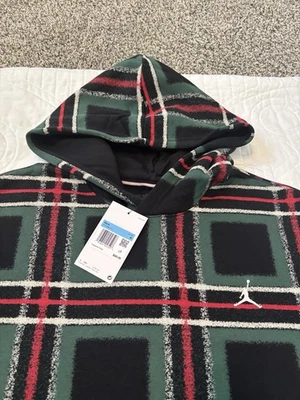 Sudadera con capucha Nike Jordan a cuadros verde/rojo polar mediana FV7458-010 NUEVA CON ETIQUETAS Foto 1 de 4