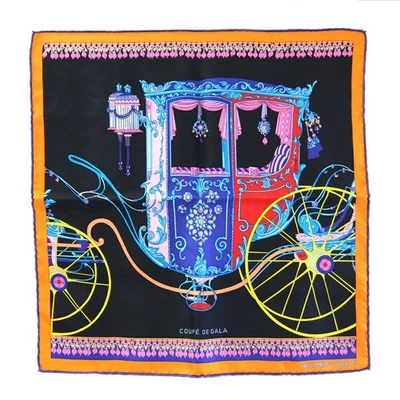 Bufanda de seda Hermès Coupe de Gala 42 negro naranja multicolor usada vintage - Imagen 1 de 4