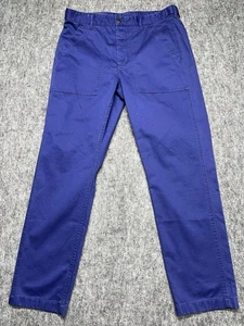Wallace & Barnes Fatigue Camp Hose Herren 32x30 blau Knopfleiste Klappentasche Chino - Bild 1 von 20