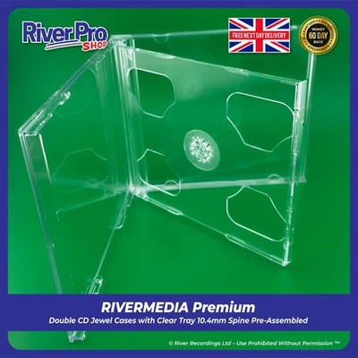 50 x Double Plastic CD 10mm Jewel Case Cases 2 Way Clear Tray HIGH QUALITY - Image 1 of 3