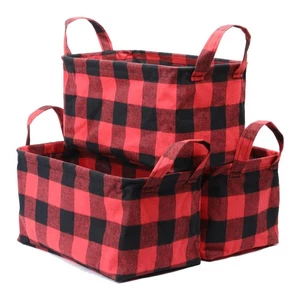 Classic Buffalo Collapsible Basket, 3 Pack Storage Basket Set Buffalo Plaid S... - Picture 1 of 6