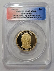 2009 - S ANACS PR69 DCAM JAMES K. POLK DÓLAR PRESIDENCIAL #258 - Imagen 1 de 2
