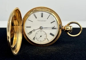 Riggs Bro Pocket Watch 78.2 GRAM CASE 18k Solid Gold HEAVY Vtg Vintage Estate - Picture 1 of 17