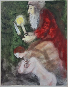 Marc CHAGALL : Abraham et Isaac vers le lieu du sacrifice - Lithographie signée - Imagen 1 de 4