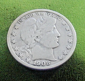 1908-S Barber Silver Half Dollar Coin--Decent Coin - Picture 1 of 2