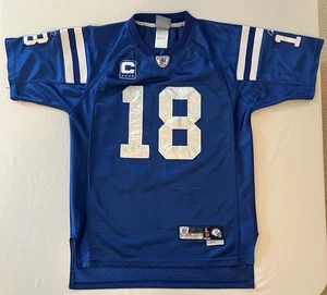 Camiseta deportiva Peyton Manning #18 Indianapolis Colts azul joven capitán grande - Imagen 1 de 8