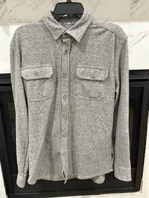 Kenneth Cole Super Soft Knit Shirt LS Mens Medium Black Heather Button Up $69 - Image 1 of 4