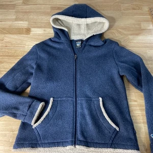 Kuhl Alfpaca Knit Fleece Full Zip Up Hoodie Jacket Women's L Blue Pocket - Picture 1 of 12