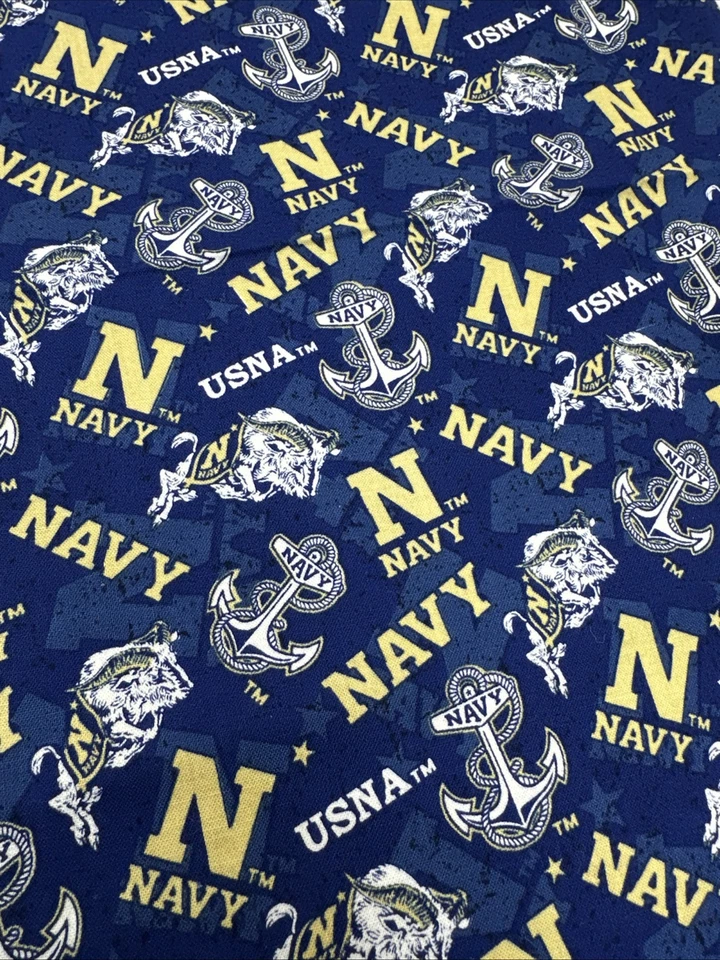NEW UNITED STATES NAVEL ACADEMY  100% COTTON NEW 1/2 YARD BY SKYEL DESIGNS - Image 1 of 3