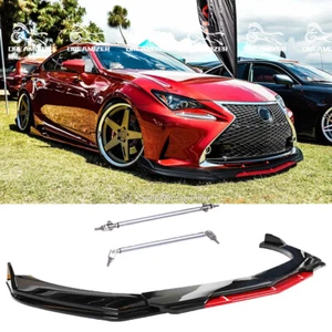 Red&Black Car Front Bumper Splitter Lip+Strut Rods For Lexus RX350 RX350L RX450h - Picture 1 of 12