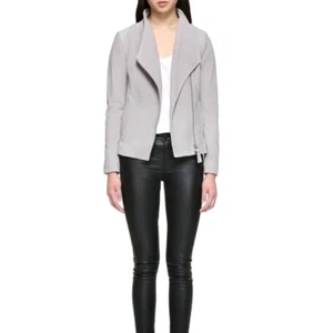 Mackage Cleo Grey Suede Moto Zip Jacket Small - Picture 1 of 12