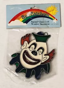 Vintage CIRCUS CLOWN Leaded Stained Glass 3D Sun Catcher Brand New - Picture 1 of 2