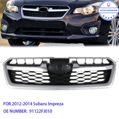For 2012-2014 Subaru Impreza Front Upper Bumper Grille W/Chrome Tirm 91122FJ010 Foto 1 de 4