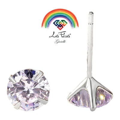 Coppia di Orecchini Punti Luce Lilla in argento 925 - Rainbow Collection - Immagine 1 di 4