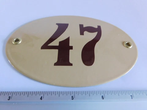 Old Vintage Art Nouveau Enamel Porcelain House Door Number Street Sign Plaque 47 Cover