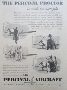 3/1946 PUB PERCIVAL AIRCRAFT LUTON PROCTOR AVION FLUGZEUG ORIGINAL AD - Foto 1 di 1