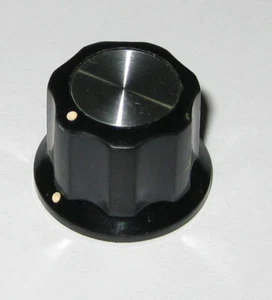 Instrument Ribbed Knob - 1/4" Inside Diameter - Black Plastic / Chrome Insert - Picture 1 of 5