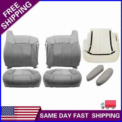 Cubierta de asiento delantero y cojín de espuma gris para Chevy Silverado GMC Sierra 1999-2002 Foto 1 de 4