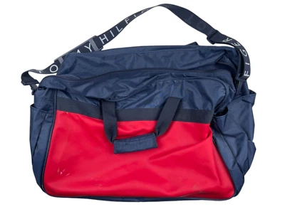 Vintage 90s Tommy Hilfiger Spell Out Red and Blue Duffel Bag - Image 1 of 4