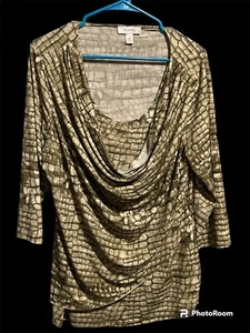 Camisa Top Túnica Dressbarn Cuello Cortina XL 16 Verde Salvia Grannycore Oficina Trabajo - Imagen 1 de 5