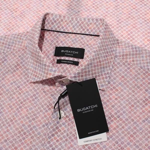 Bugatchi NWT Casual Button Down Shirt Size L Classic Coral/Multi Cotton Blend - Picture 1 of 10