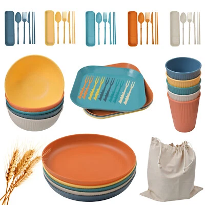 58X Camping Geschirr Set 5 Personen Outdoor Picknick Teller Schüsseln Besteckset - Bild 1 von 4