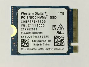 WD PC SN530 1TB M.2 2230 SSD NVMe PCIe For Microsoft Surface Pro X Pro 7 & 8 SSD - Picture 1 of 6