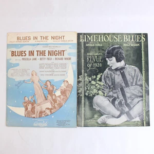 Set of 2 Antique Blues Piano Sheet Music Limehouse Blues & Blues in The Night - Picture 1 of 5