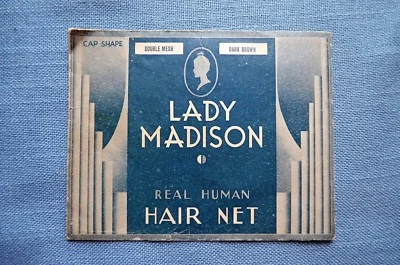 VINTAGE NEW IN ENVELOPE Lady Madison Real Human Hair Net, Double Mesh Dark Brown - Image 1 of 3