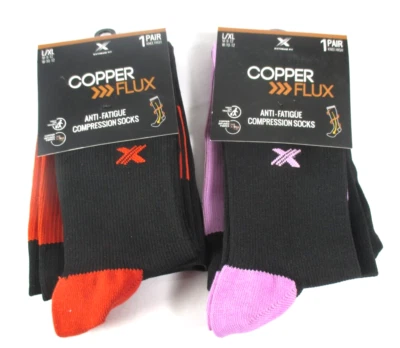 Calcetines de compresión antifatiga cobre fundente 2 pares L/XL mujer 10-12 rosa rojo NUEVO Foto 1 de 4