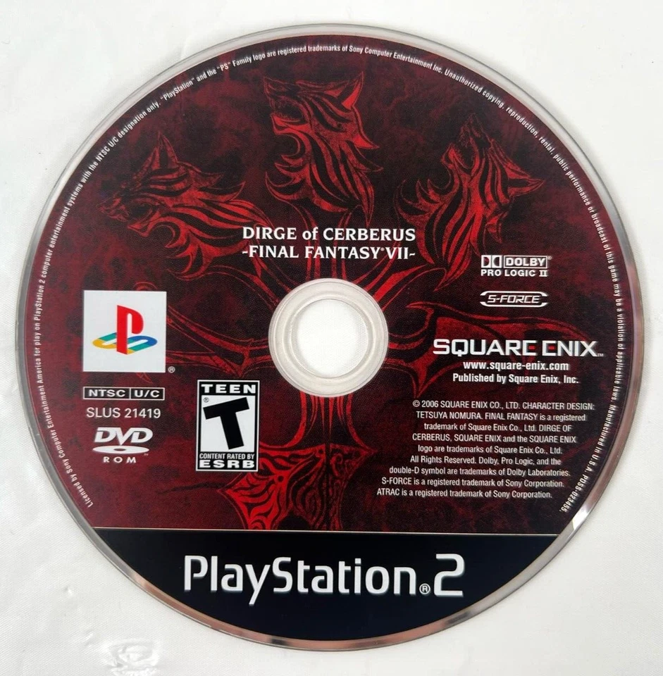 Final Fantasy VII: Dirge of Cerberus (Sony PlayStation 2, 2006) PS2 Disc Only - Image 1 of 1