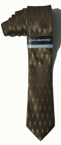 John Ashford NEW Brown Slim Geometric Men's Neck Tie $37 A3638 - Picture 1 of 1
