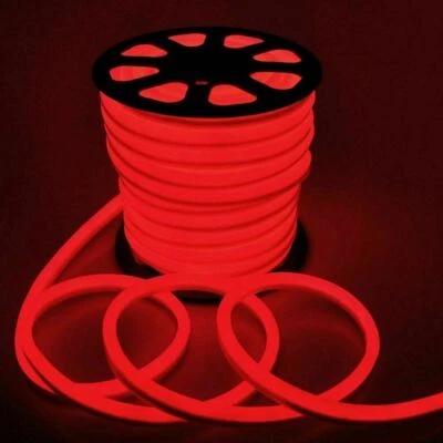 220V Red LED Neon Rope Light Flex Xmas Party Building Store Window Decor Outdoor - Image 1 of 4