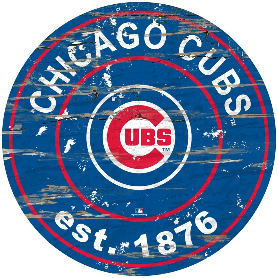 Chicago Cubs 24" Sign Round Distressed Established Sign NEW - Image 1 of 1