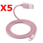 X5 Câble Metal Nylon Renforcé Chargeur Usb Couleur Rose Pour Iphone 1,5M Tréssé