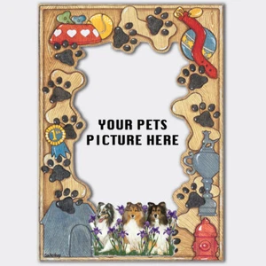 Shetland Sheepdog Wooden Picture Frame Die-Cut 2-Dimensional 5" x 7" Holds 4" x  - Picture 1 of 3