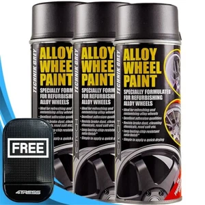 GREY Alloy Wheels Spray Paint E-TECH 3x 400ml Cans Refurbish For Car & Van. Mat? - Picture 1 of 10